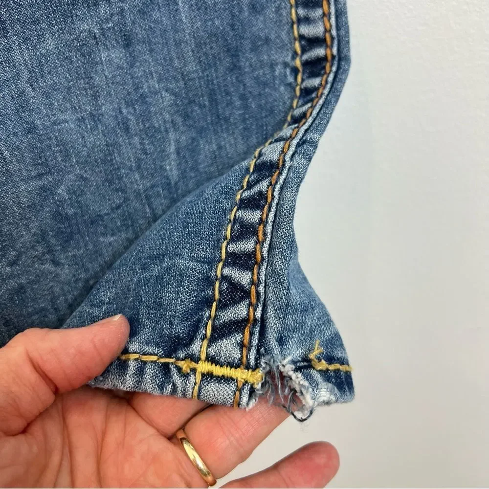True Religion Men's Jeans Straight Old Multi Wheat BigT Distressed 101122 33x33